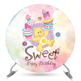 Lofaris Yellow Bear Cakes Watercolor Sweet Birthday Backdrop